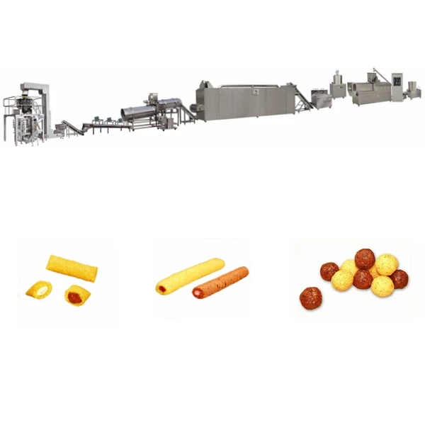 Produktionslinje for ostekuglemajspust-snackekstruder